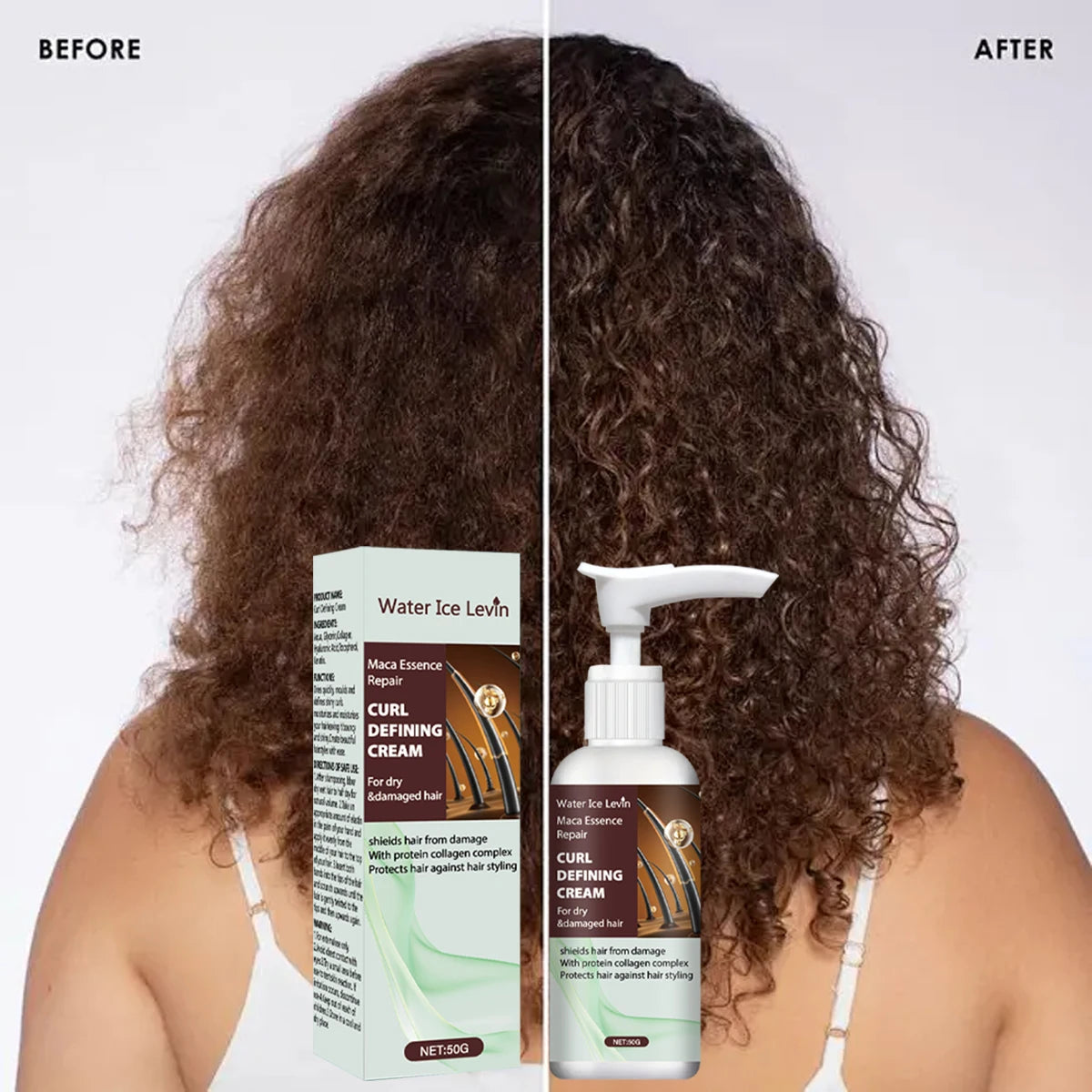 Maca Essence Curl Defining Hair Cream with Keratin and Collagen 50g - 4