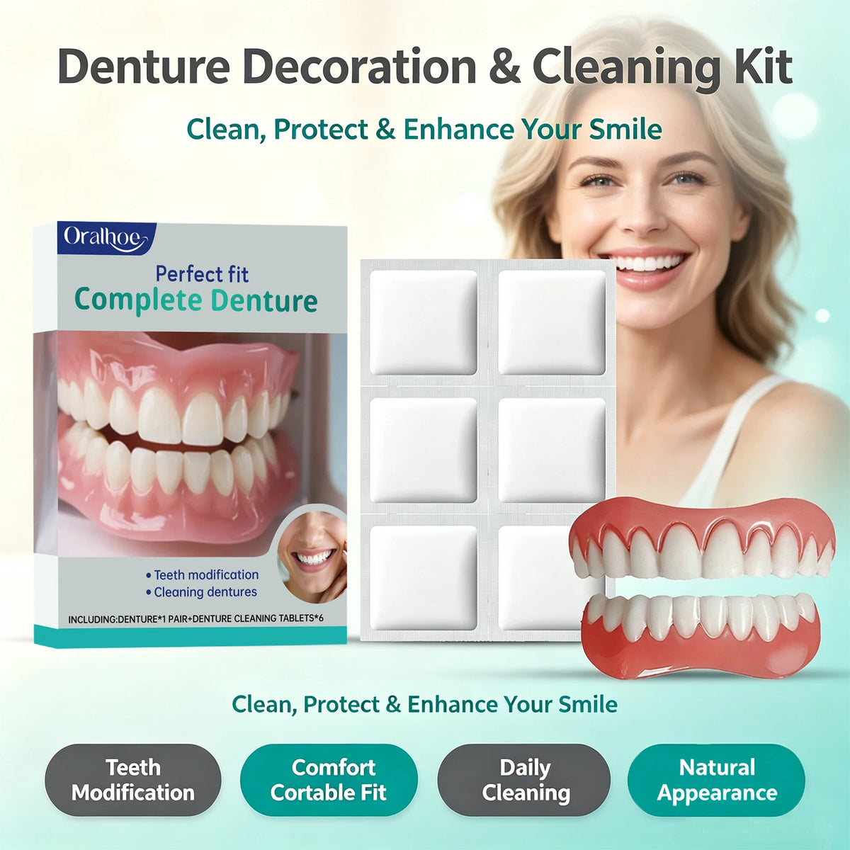 Cosmetic Denture Kit for Missing or Stained Teeth