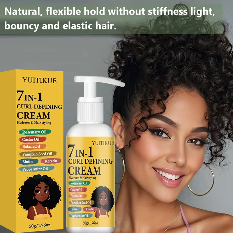 7 in 1 Curl Defining Hair Styling Cream with Rosemary and Castor Oil 50g