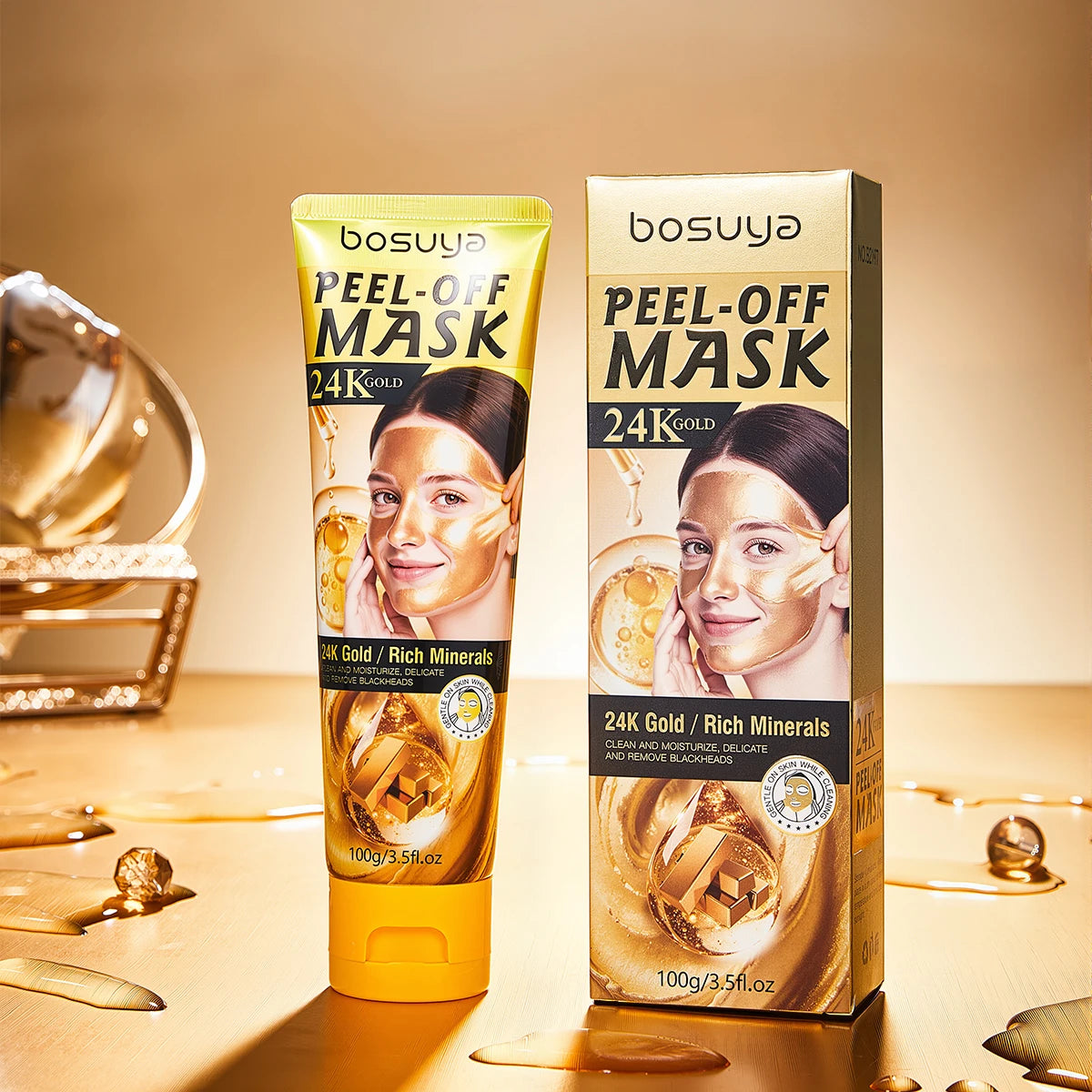 Bosuya 24K Gold Peel Off Facial Mask Deep Pore Cleansing Skin Treatment