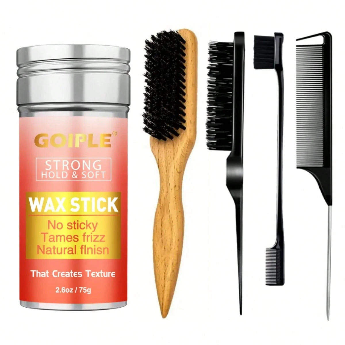 Goiple Hair Wax Stick and Styling Brush Set Anti Frizz Pomade - 1