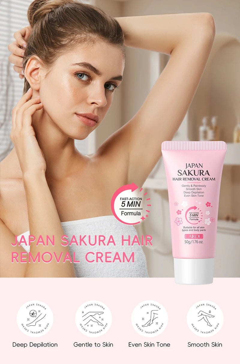 Gentle Painless Hair Removal Cream for Sensitive Body Areas