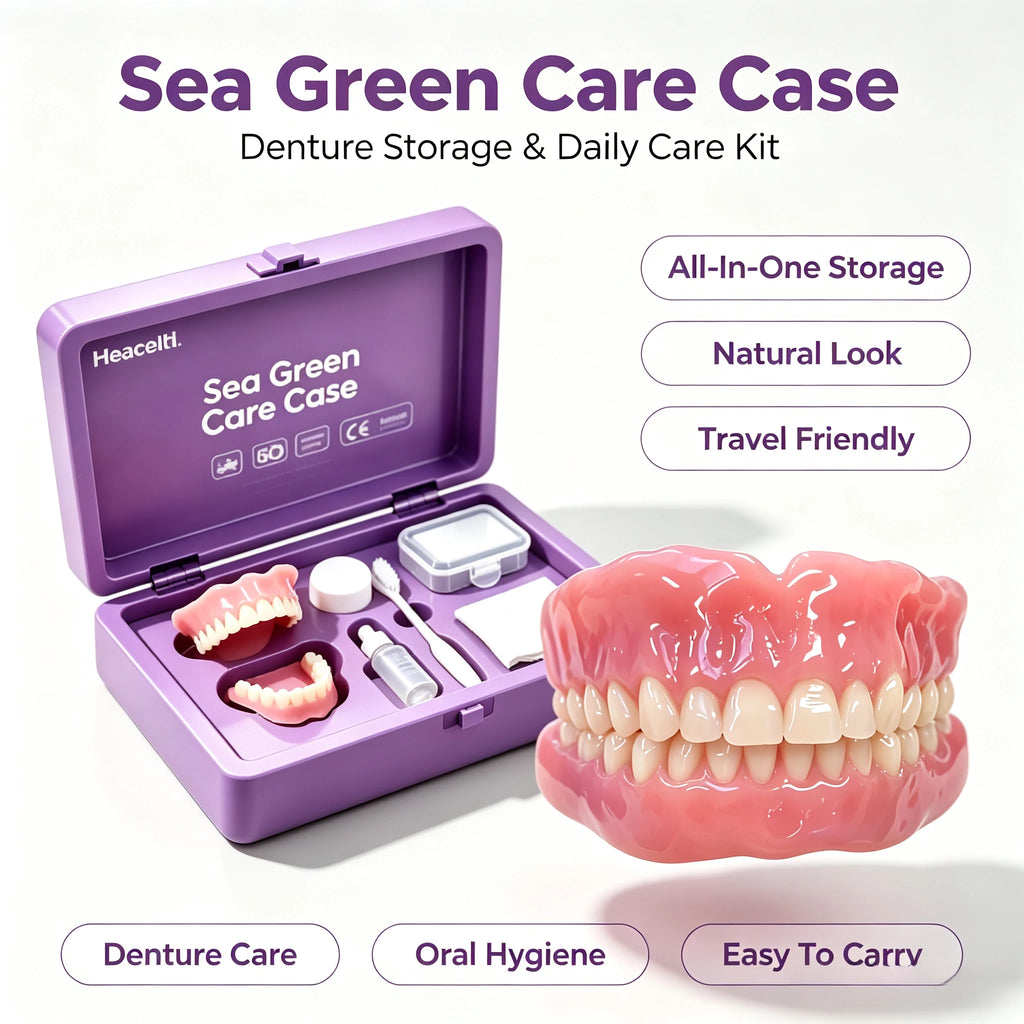 Realistic Cosmetic Denture Set with Portable Storage Case
