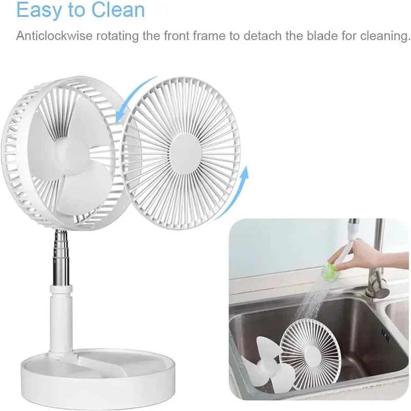 Portable Foldable USB Rechargeable Cooling Fan with Remote Control - 9