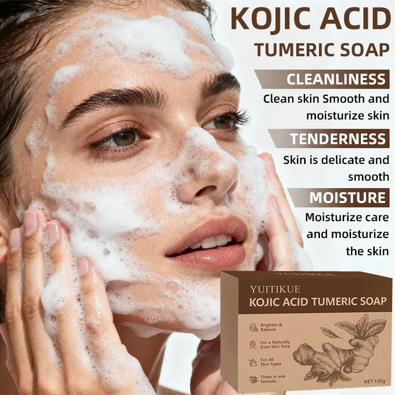 YUITIKUE Turmeric Kojic Acid Cleansing Bar Skin Brightening Soap - 6