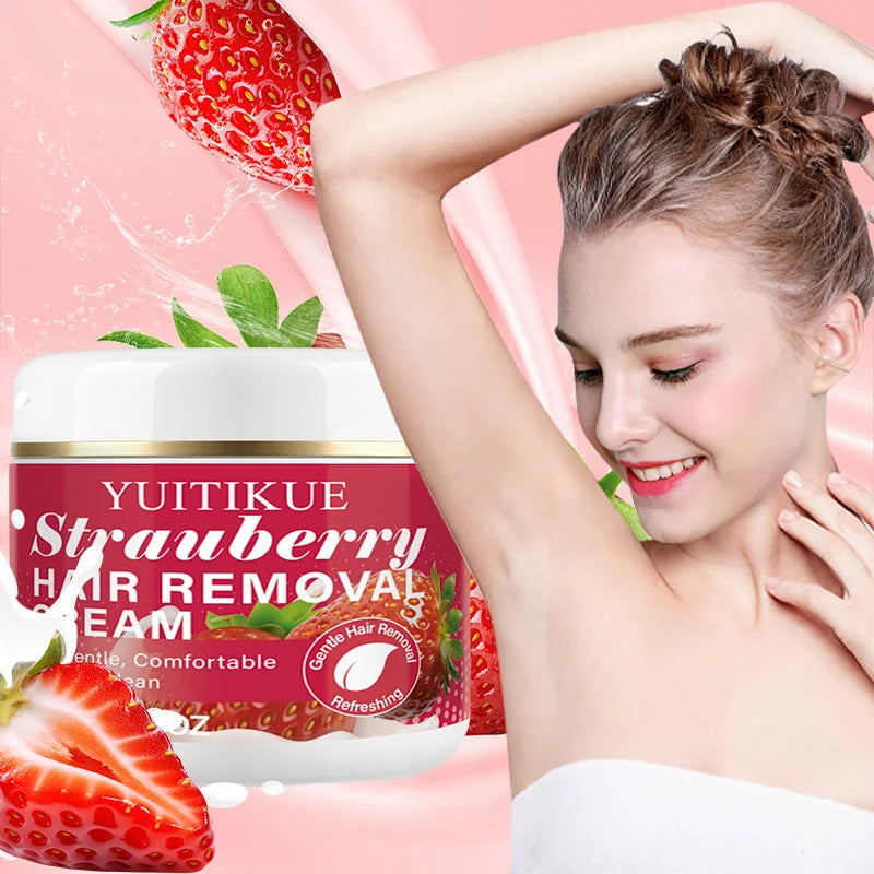 YUITIKUE Strawberry Hair Removal Cream Gentle Painless Depilatory