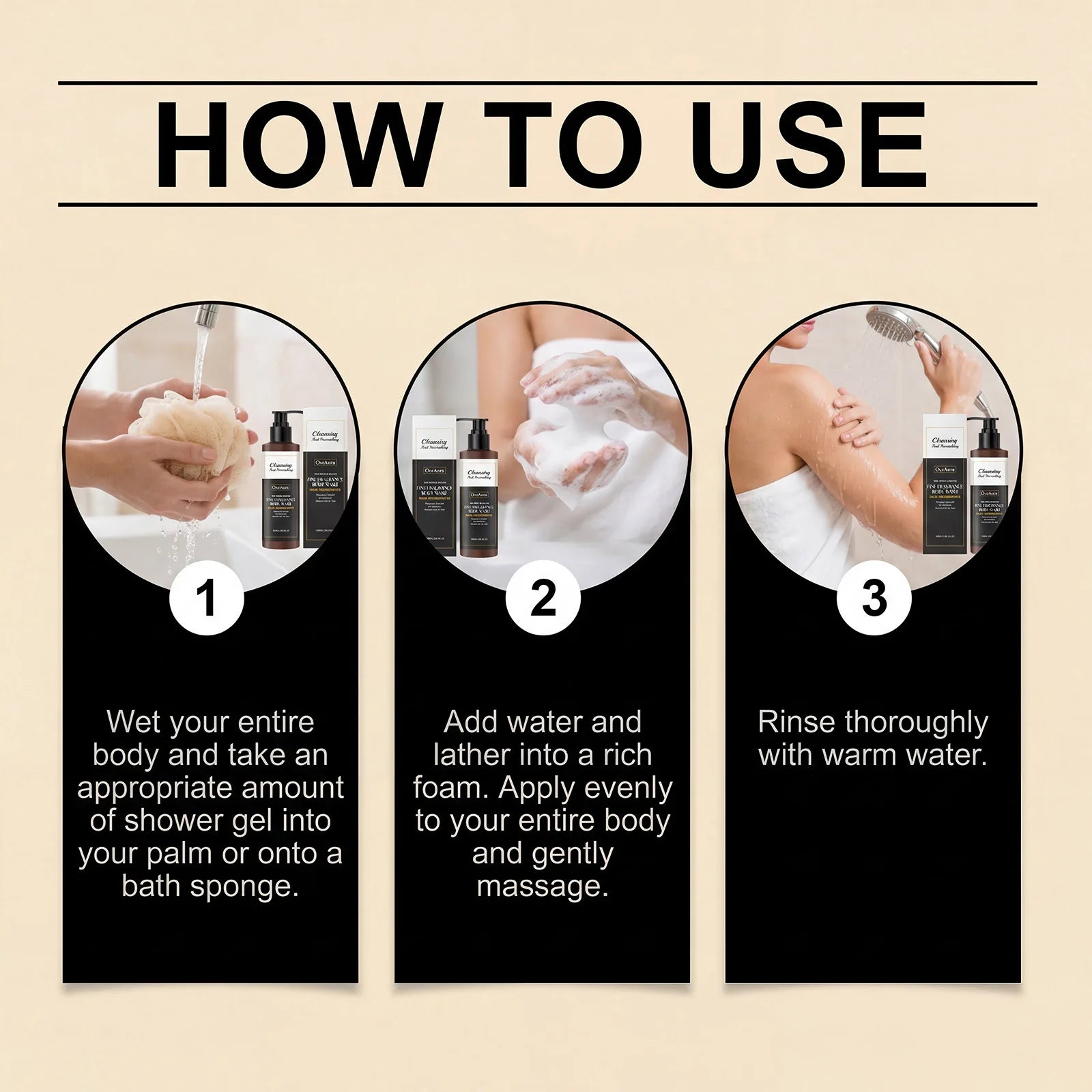 Oud Wood and Santal Fragrance Body Wash Cleansing and Nourishing Gel