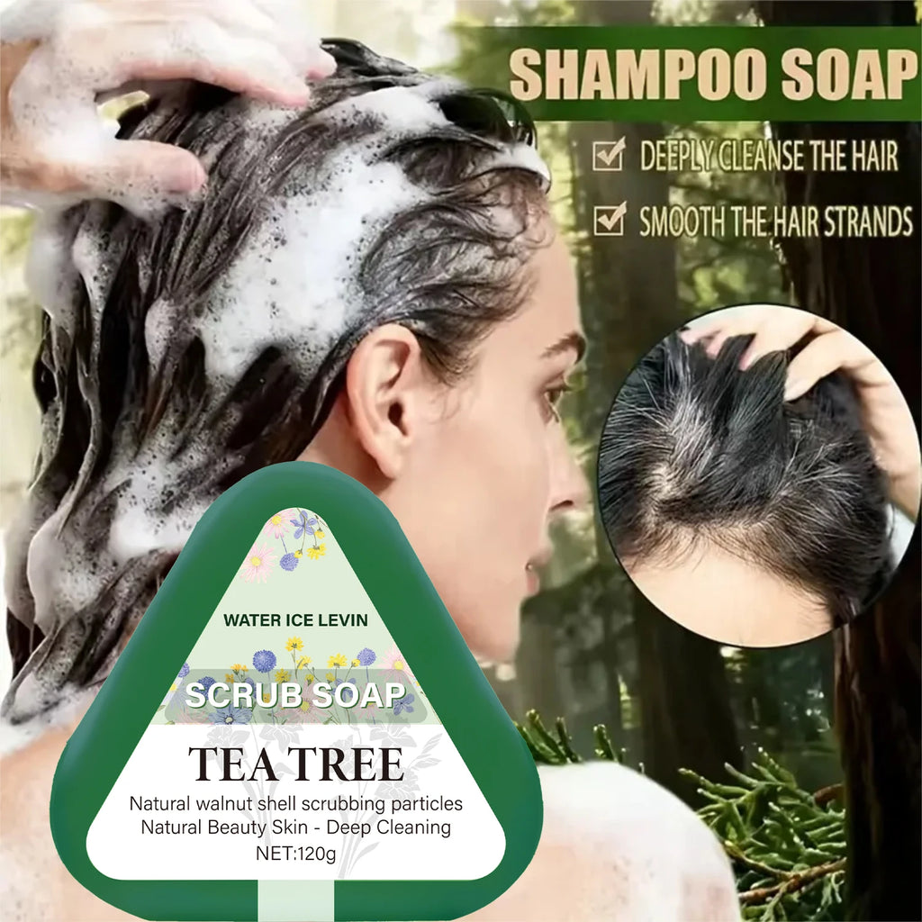 Tea Tree Walnut Shell Exfoliating Scrub Soap for Deep Skin Cleansing