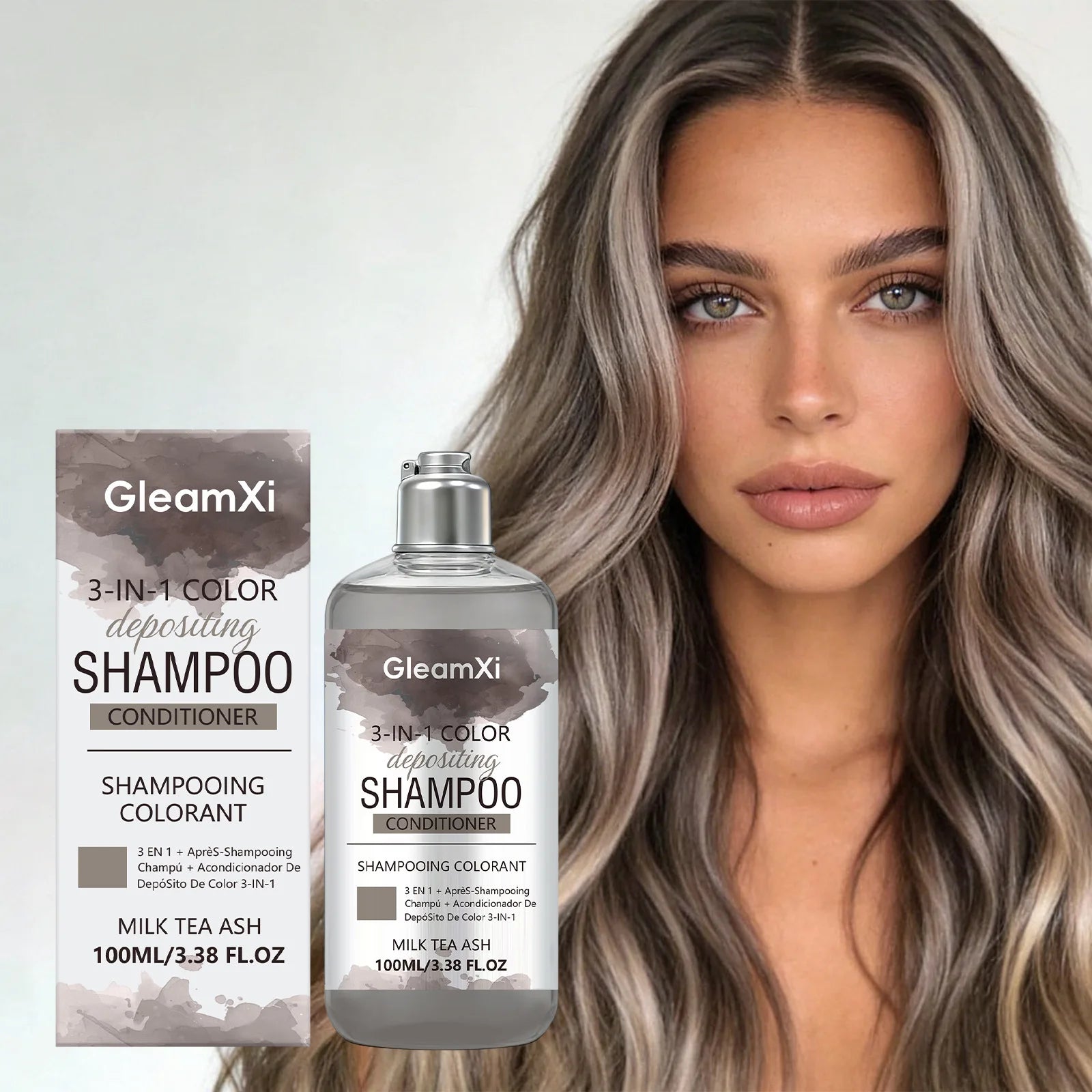 3 in 1 Milk Tea Ash Color Depositing Shampoo and Conditioner
