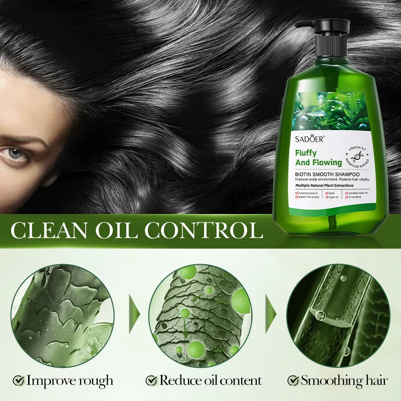 Sadoer Biotin Softening Shampoo 520ml Deep Cleansing Moisturizing Wash - 3