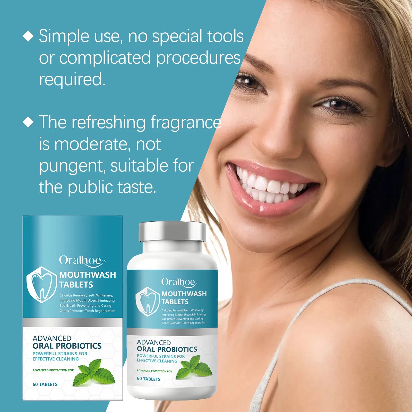 Probiotic Teeth Whitening Mouthwash Tablets for Fresh Breath - 6
