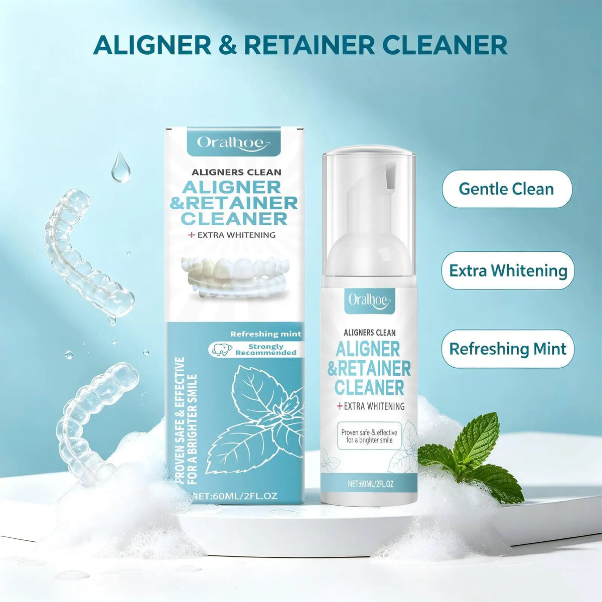 Foaming Aligner and Retainer Cleaner for Fresh Breath