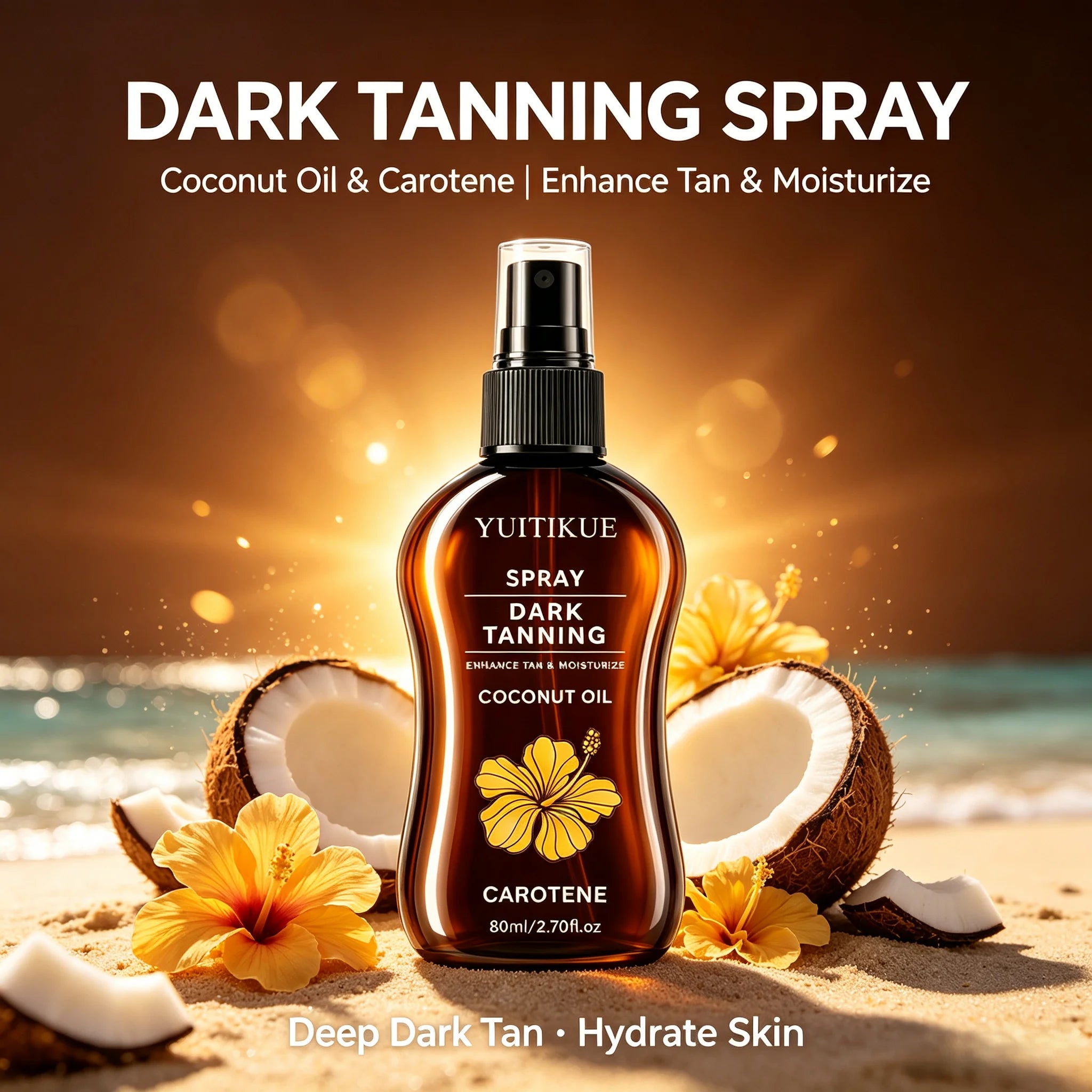 Coconut Oil Dark Tanning Spray With Carotene Moisturizing Sun Tan Oil - 4
