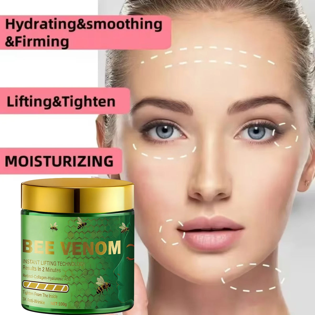 Bee Venom Instant Lifting Cream Anti Wrinkle Tightening Face Moisturizer