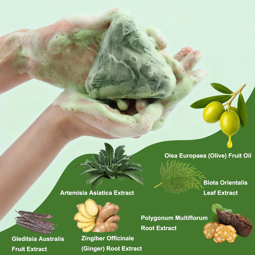 YURHERSU Usman Grass Shampoo Bar Herbal Hair Cleansing Soap 120g