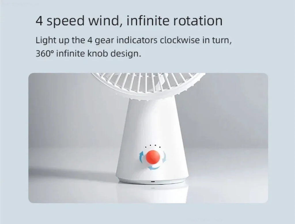 Mijia Portable Desk Fan Rechargeable USB Handheld Cooling Mini Fan