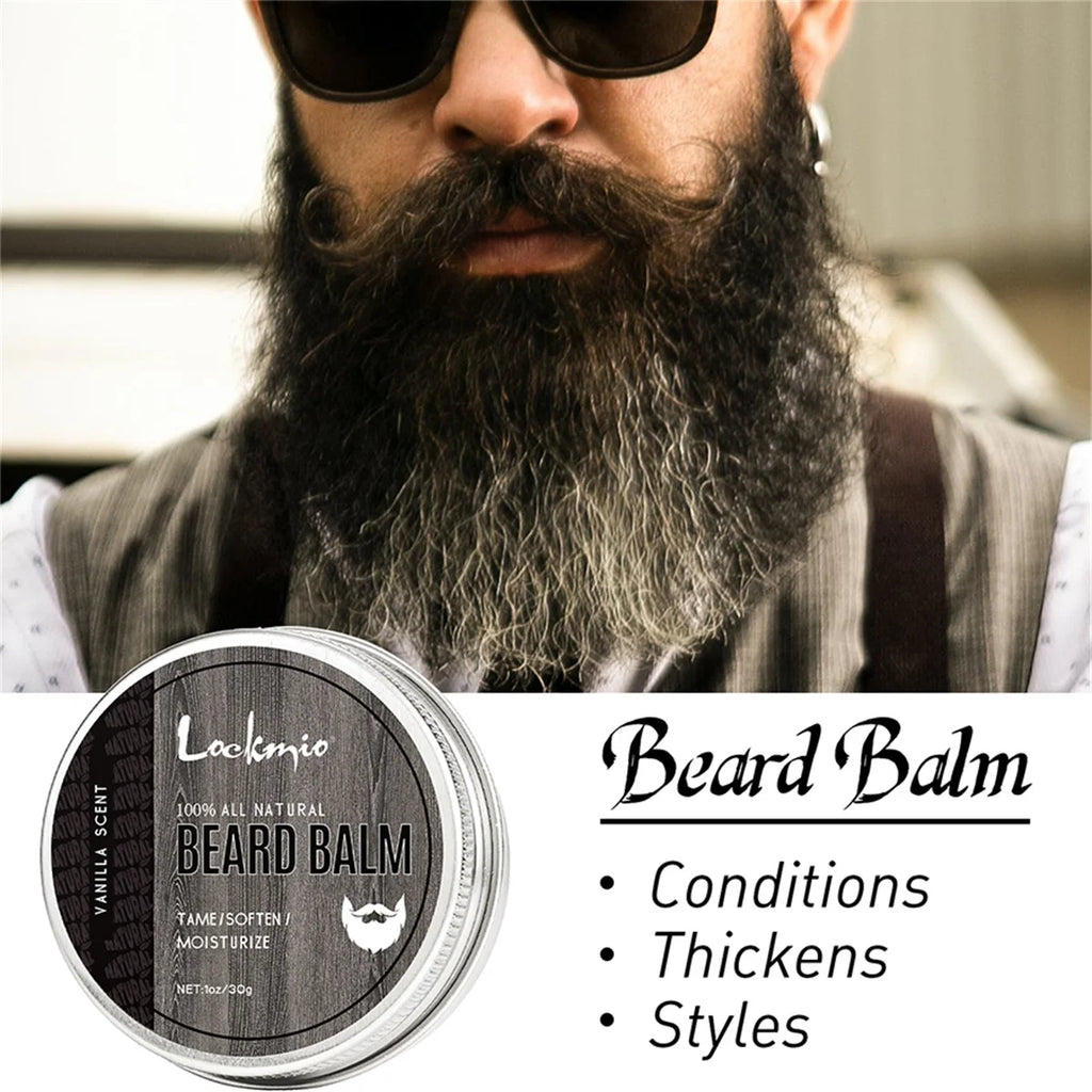 Lockmio Vanilla Beard Care Set Grooming Oil and Styling Balm Kit