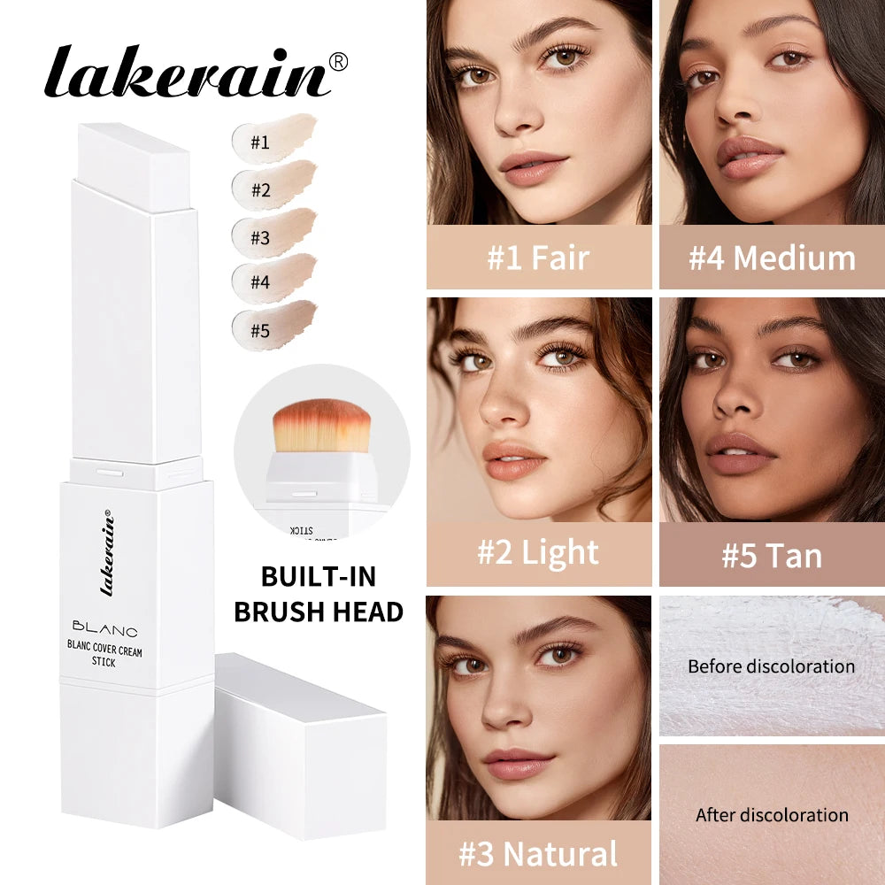 Dual-Ended Waterproof Foundation Stick with Built-in Brush