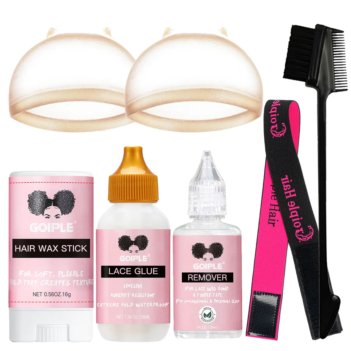 Goiple Lace Wig Glue Kit Hair Wax Stick and Remover Styling Set - 1