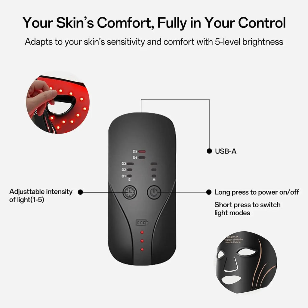 Flexible 7-Color LED Photon Face and Neck Therapy Mask