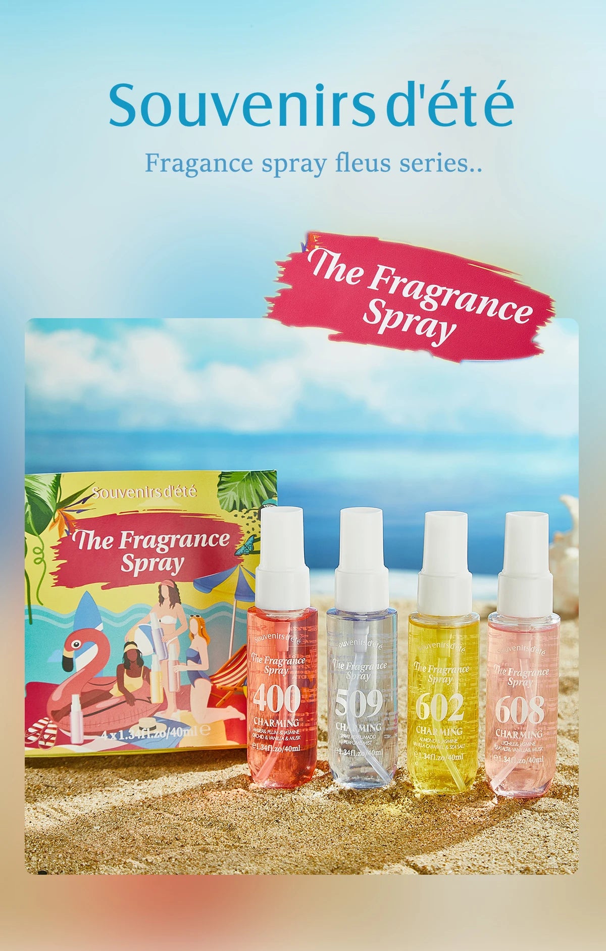 4 Piece Floral Fragrance Mist Set Long Lasting Scent Spray for Her - 6