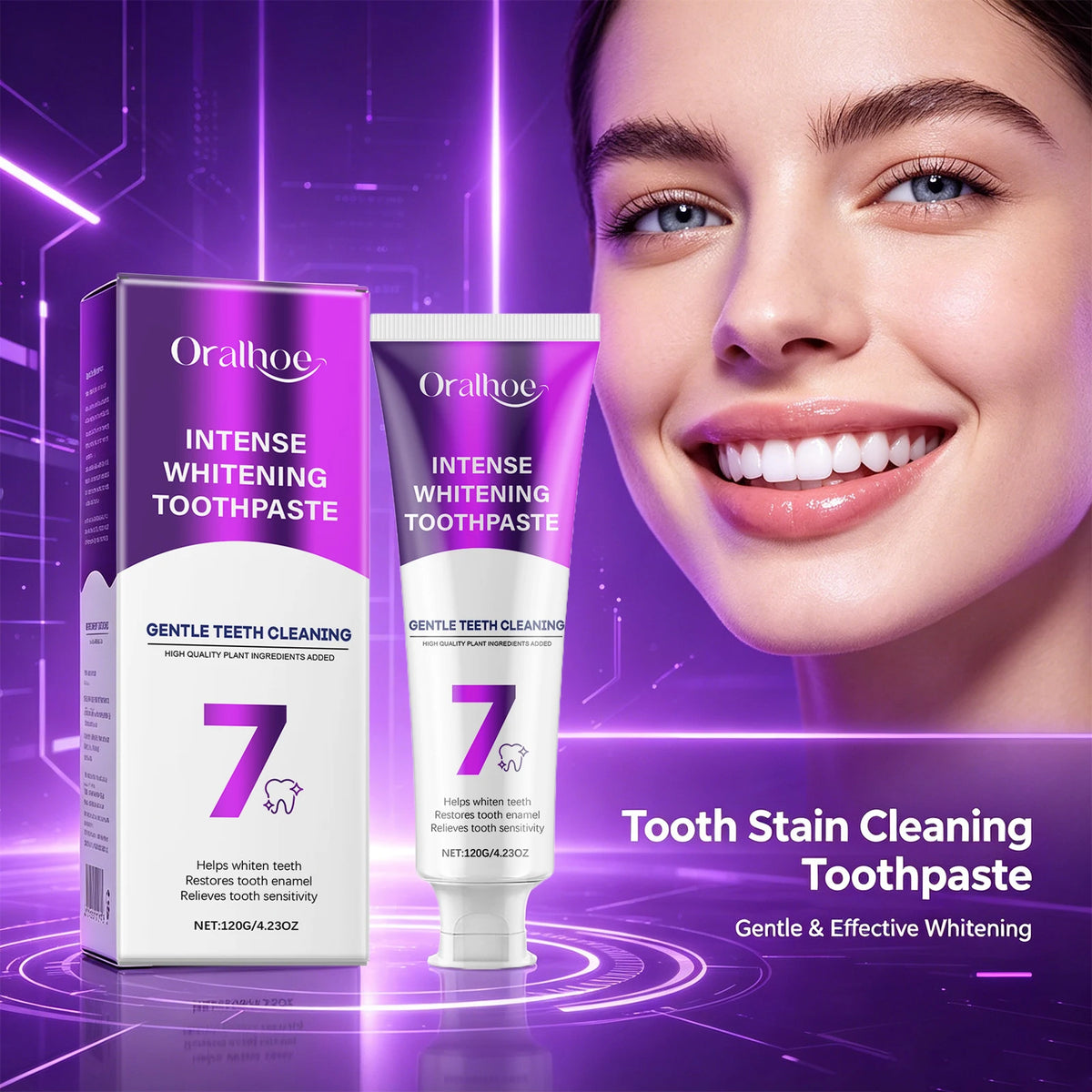 Intense Whitening Toothpaste for Stain Removal and Sensitive Teeth