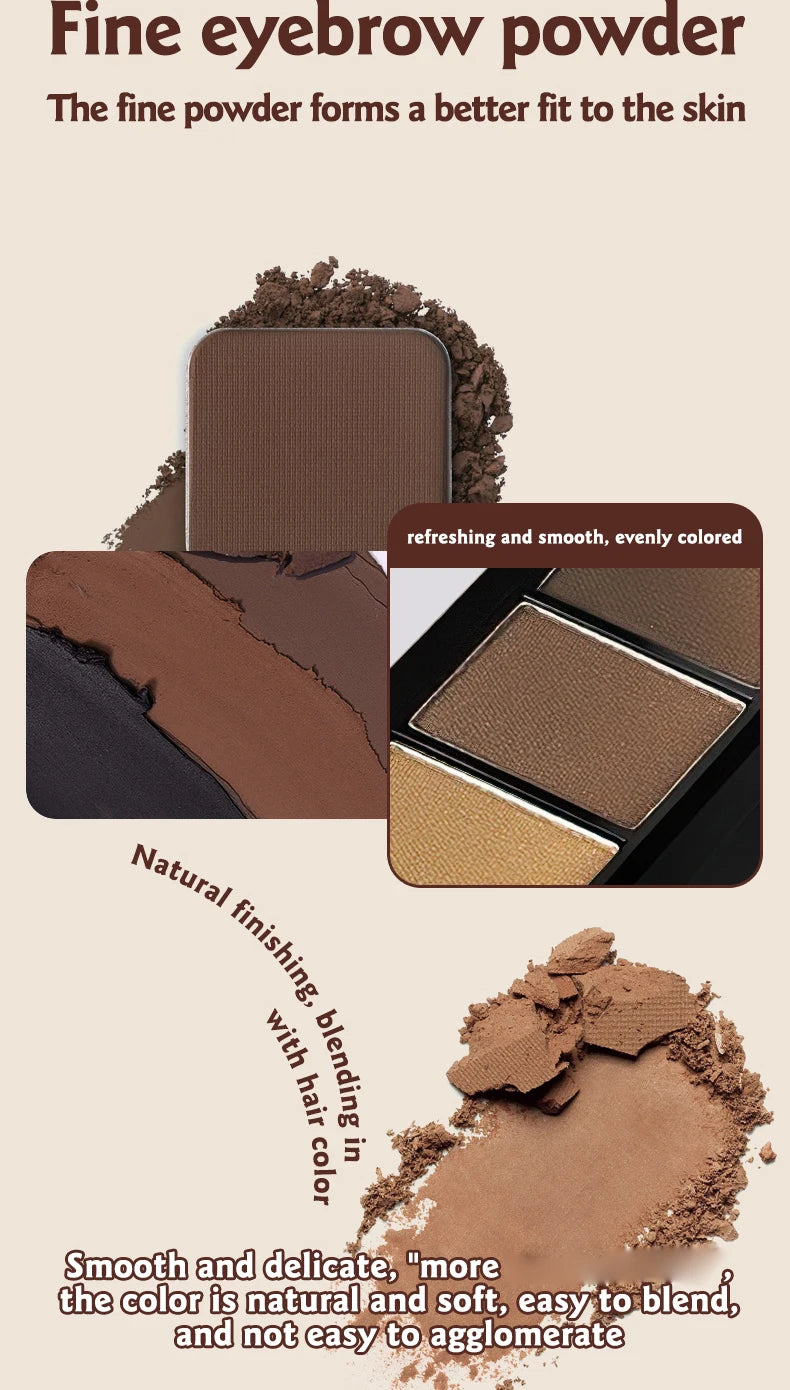 O'CHEAL Three Color Eyebrow Powder Waterproof Makeup Palette - 12