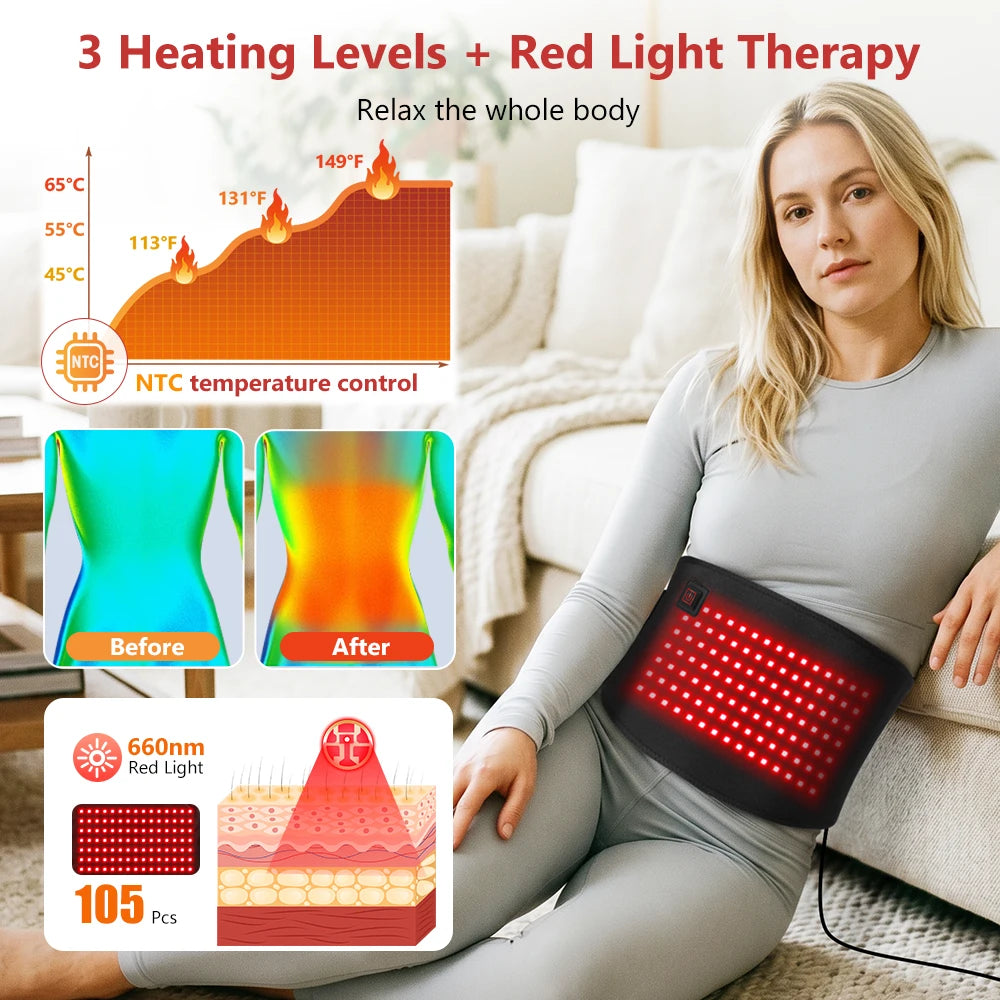 Red Light Therapy Heating Belt for Pain Relief