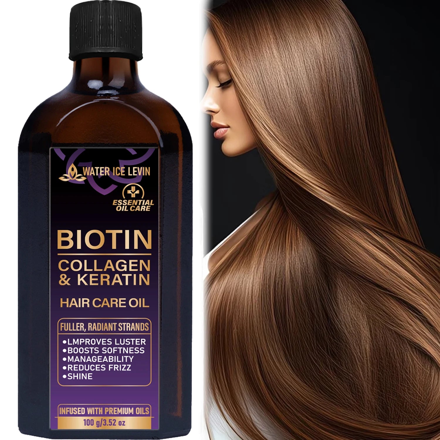 Biotin Collagen Keratin Hair Oil Anti Frizz Shine Treatment 100g - 1