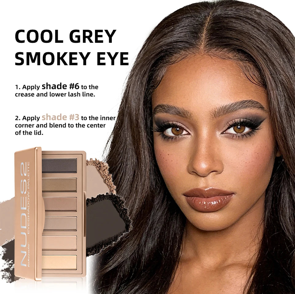 6-Color Matte Eyeshadow Palette with Brush Set