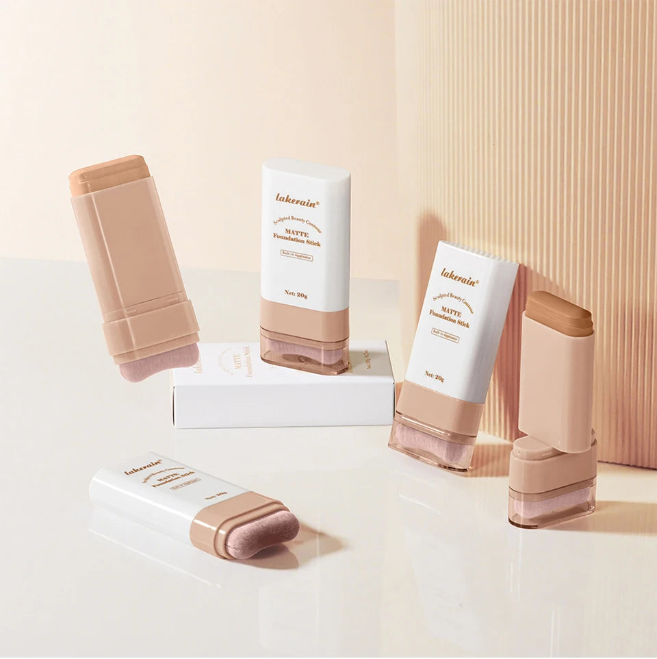Matte Foundation Stick with Built-in Brush for Flawless Coverage - 19