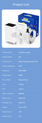 Portable Handheld Digital Microscope for Kids