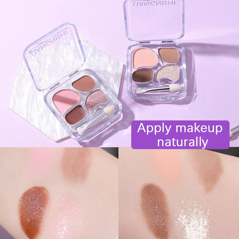 4 Color Eyeshadow Palette Waterproof Glitter Eye Makeup