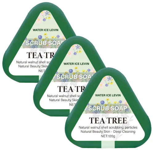 Tea Tree Walnut Shell Exfoliating Scrub Soap for Deep Skin Cleansing