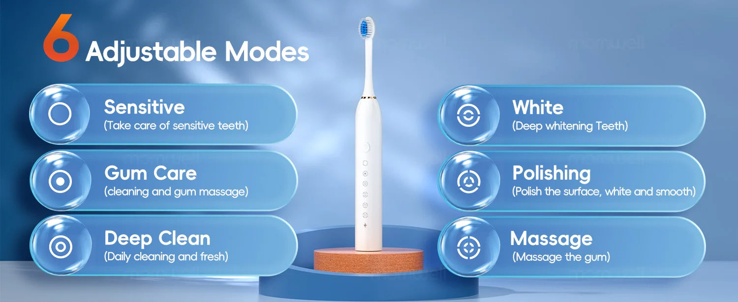 Rechargeable Sonic Electric Toothbrush with 6 Cleaning Modes - 8
