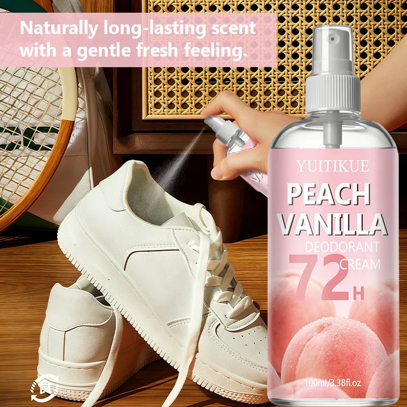 Yuitikue Peach Vanilla Deodorant Spray 72H Long Lasting Body Odor Control