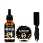 LOCKMIO Beard Growth Oil Balm and Brush Grooming Kit for Men