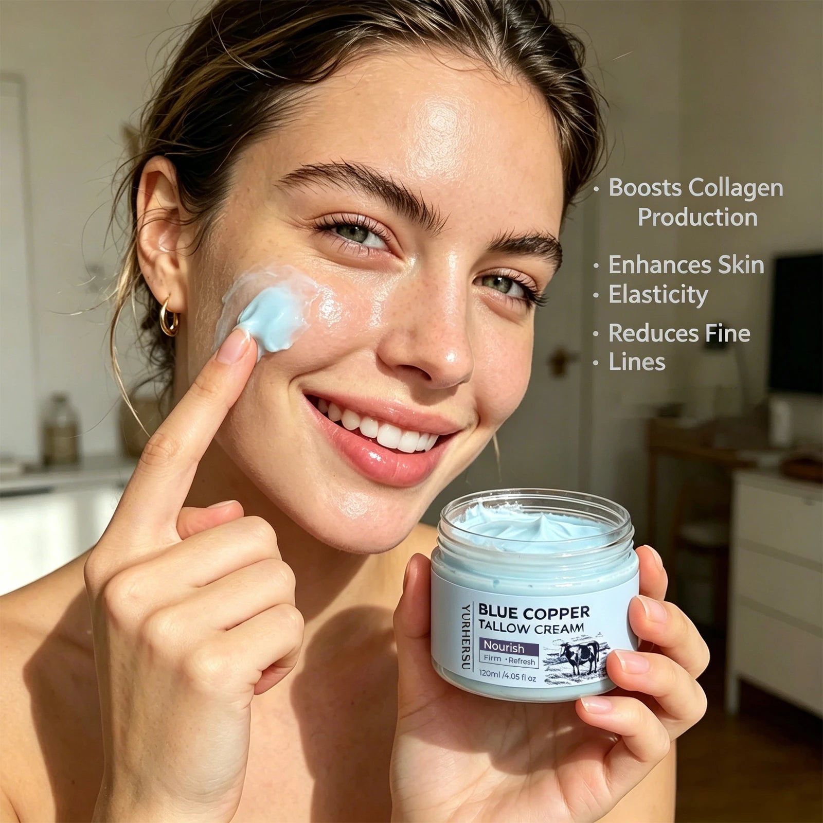 YURHERSU Blue Copper Tallow Cream GHK-Cu Firming Face Moisturizer 120ml - 10