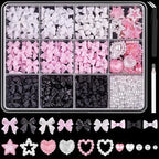 3D Mixed Nail Art Decorations with Bows Flowers and Pearls