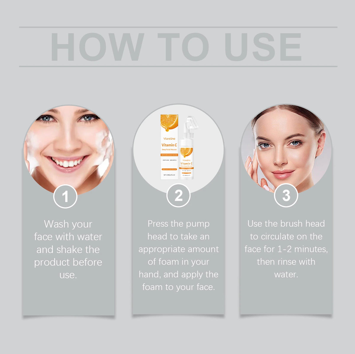 Vitamin C Brightening Facial Cleanser with Exfoliating Brush