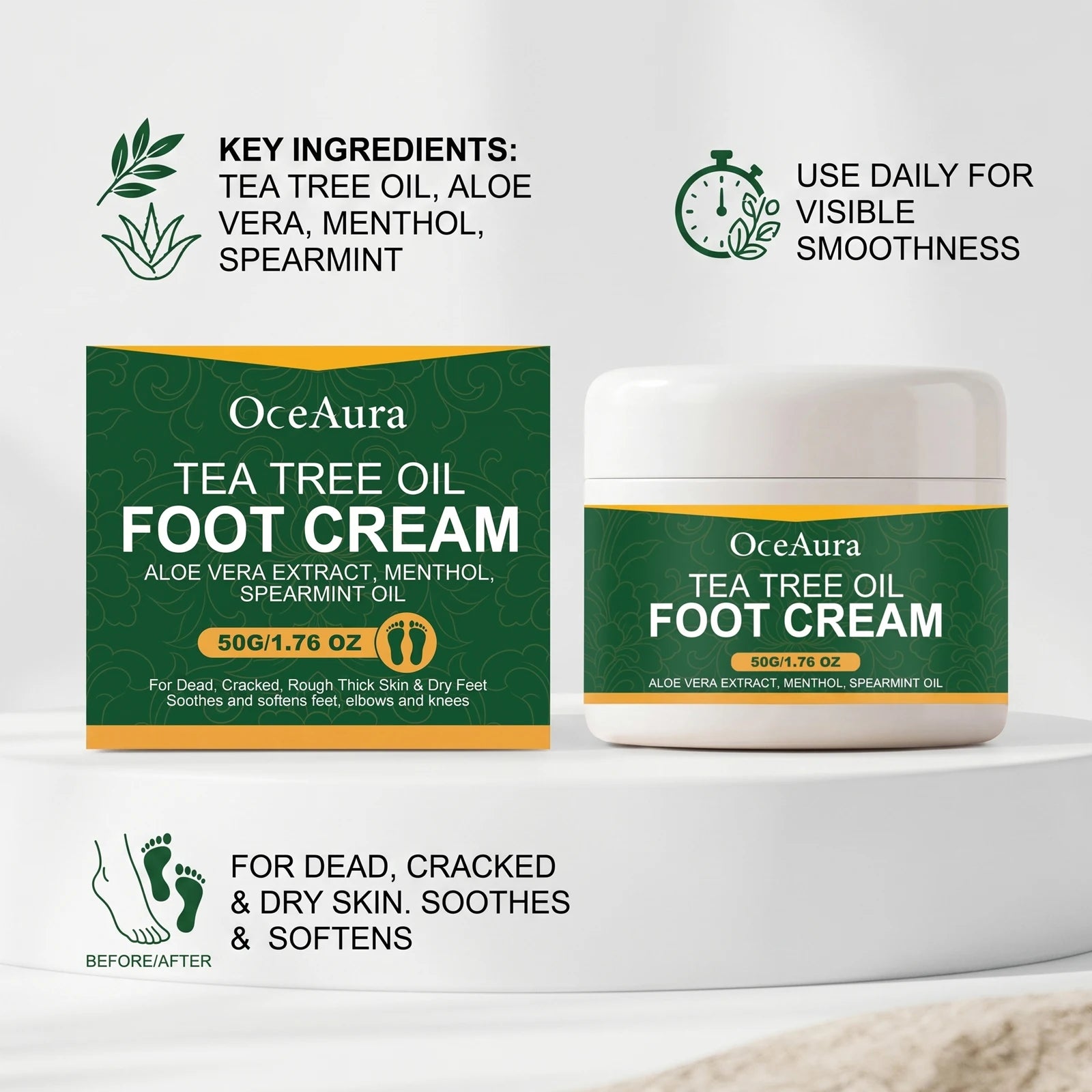 Tea Tree Oil Moisturizing Foot Cream for Cracked Heels - 4