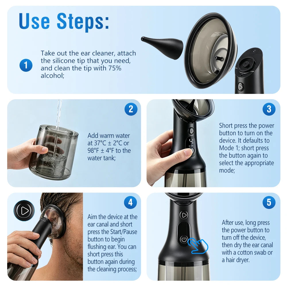 Electric Ear Wax Removal Irrigation Kit with LED Display