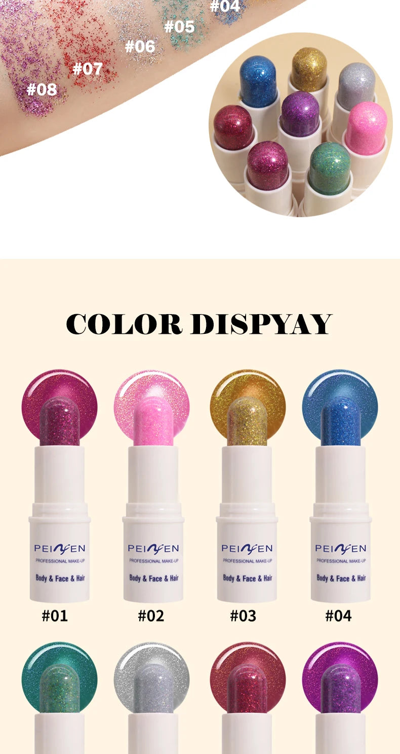 Peifen Glitter Makeup Stick Waterproof Face Body Highlighter