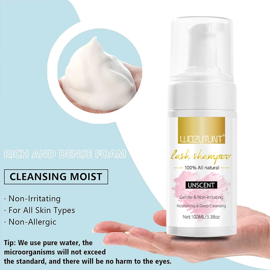 100ml Eyelash Extension Shampoo Foam Cleanser with Cleaning Tool Kit - 3