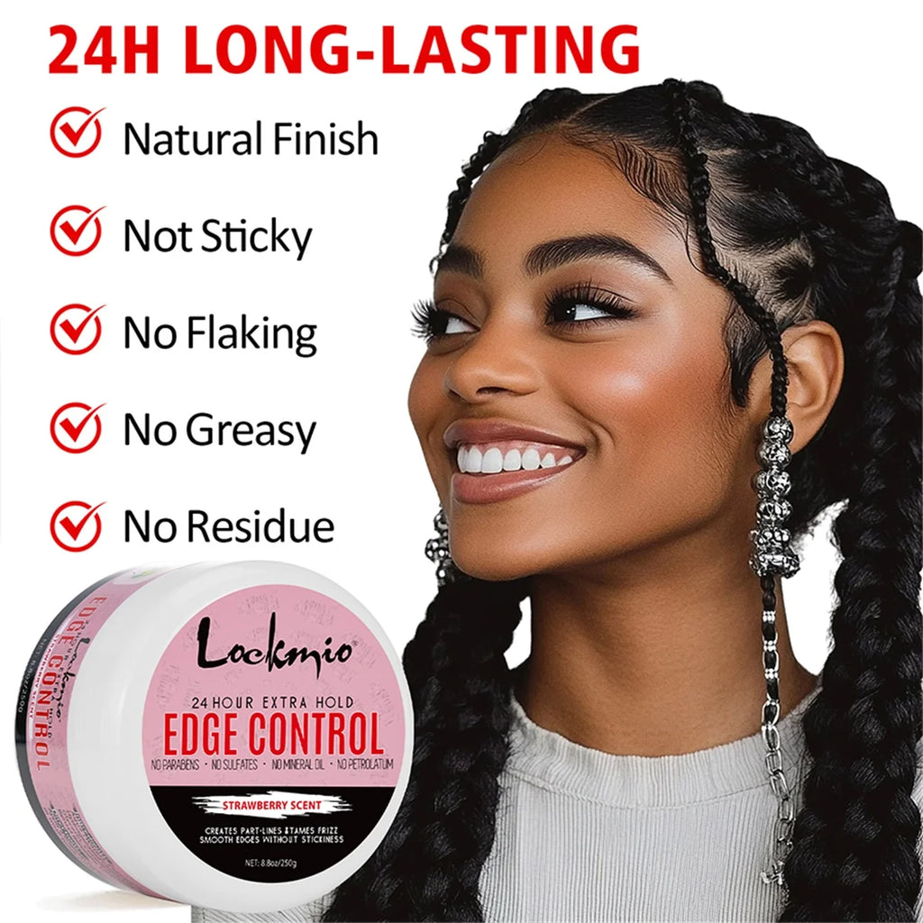 Lockmio Edge Control Wax 250g Hair Pomade Gel with Brush and Band