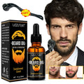 Beard Growth Kit Sandalwood Beard Oil and Facial Hair Roller for Men