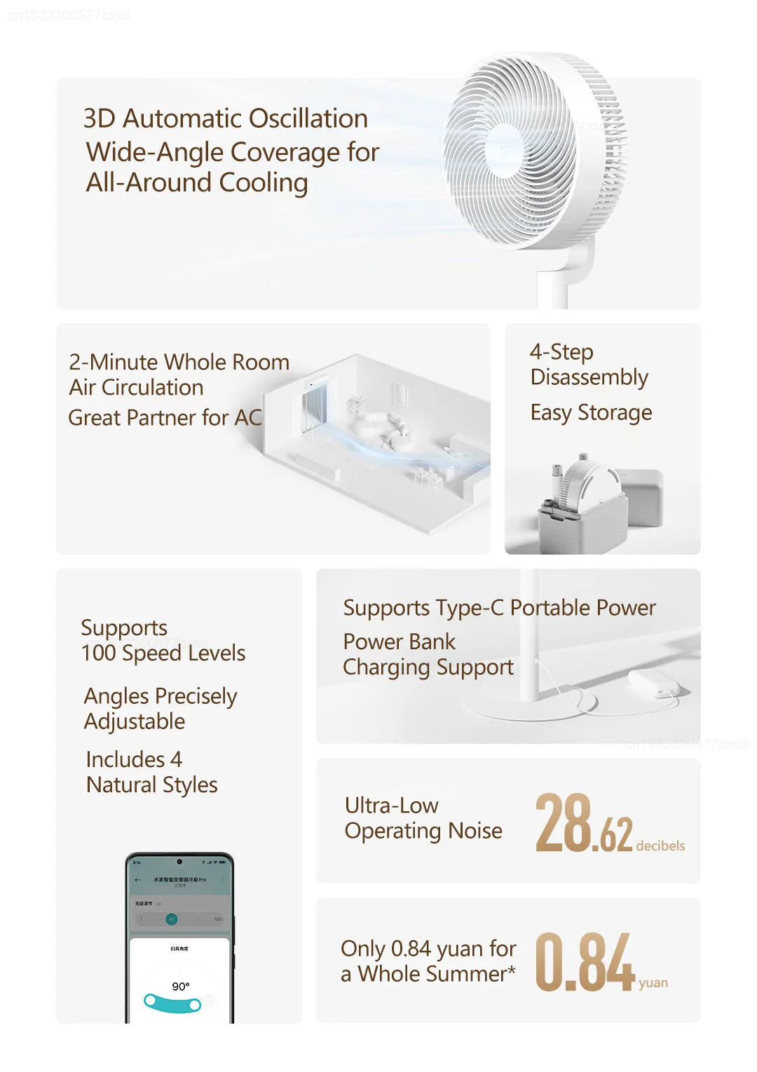 MIJIA Smart Inverter Circulating Fan Pro 3D Auto Oscillation Cooling