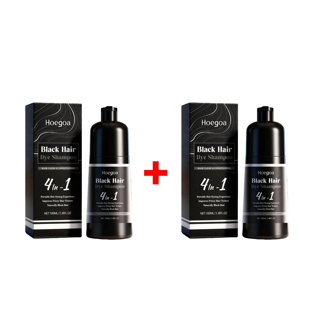 4-in-1 Black Hair Dye Shampoo for Gray Coverage