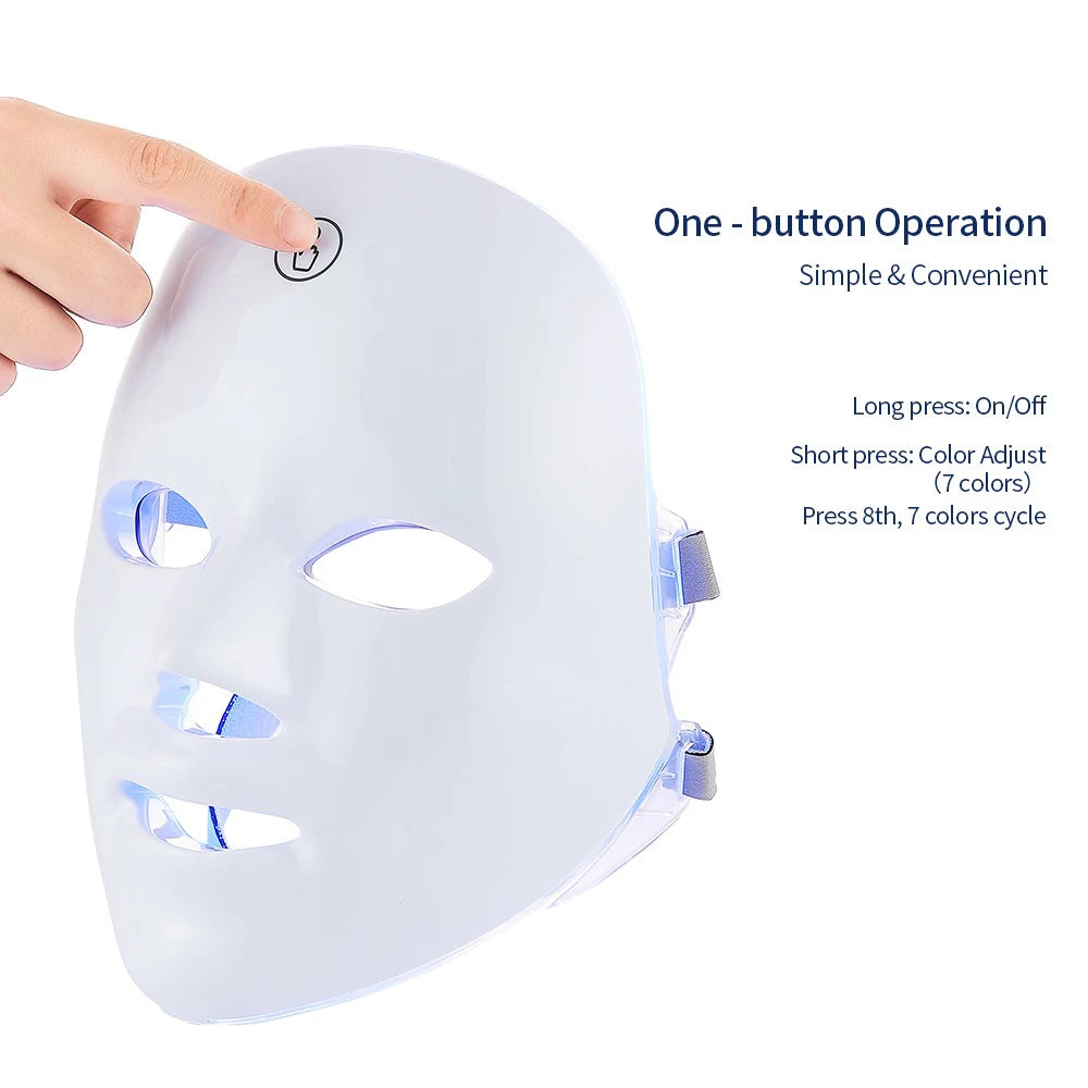 7-Color LED Light Therapy Face Mask for Skin Rejuvenation - 11