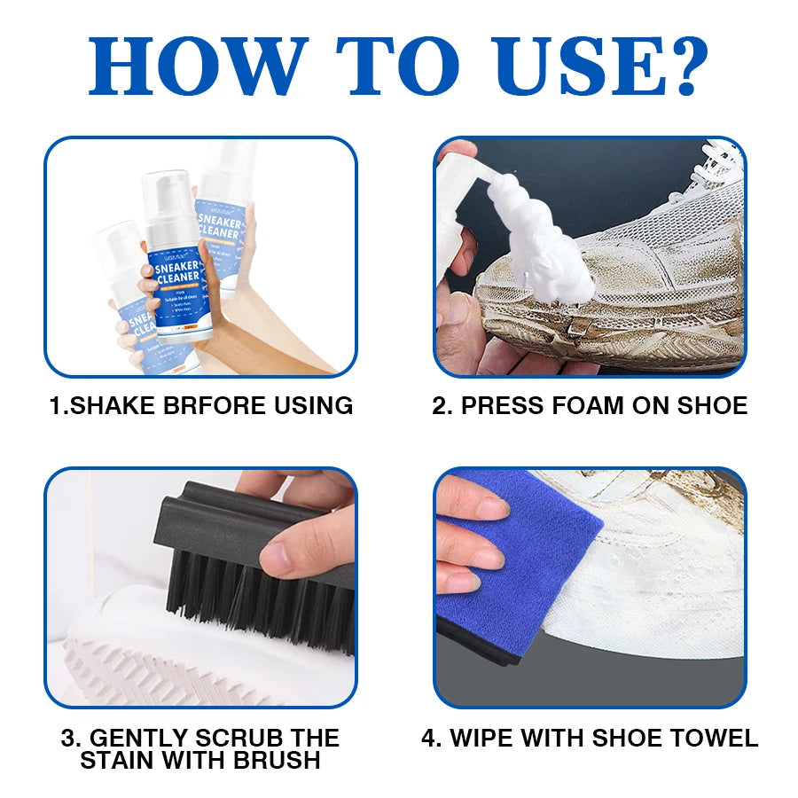 Shoe Cleaner Kit Sneaker Foam and Foot Shoe Deodorizer Spray Set